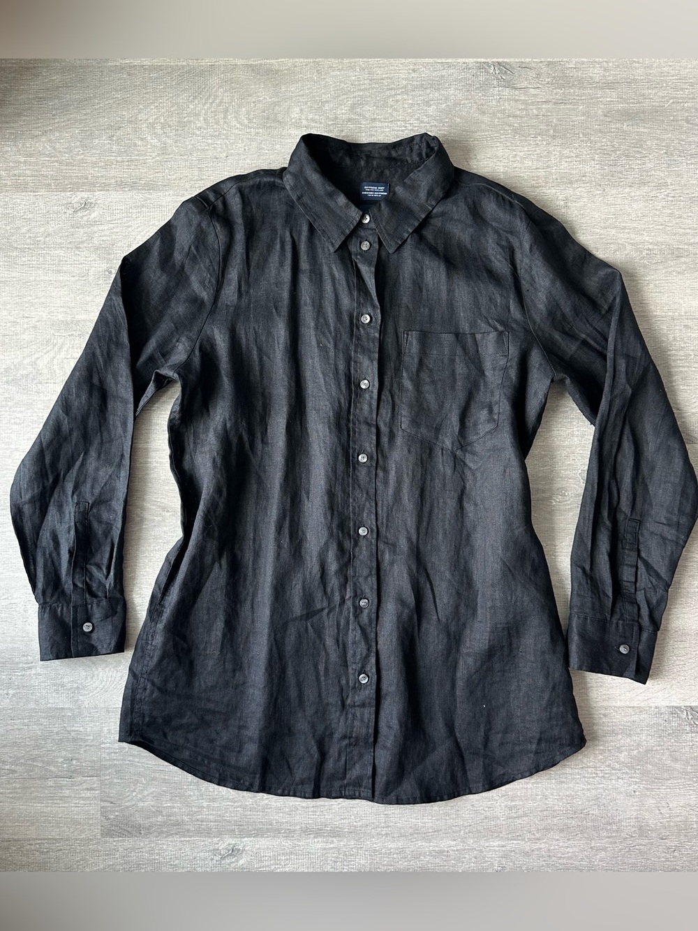 Gap Boyfriend fit Black 100% Linen Button-Down Shirt